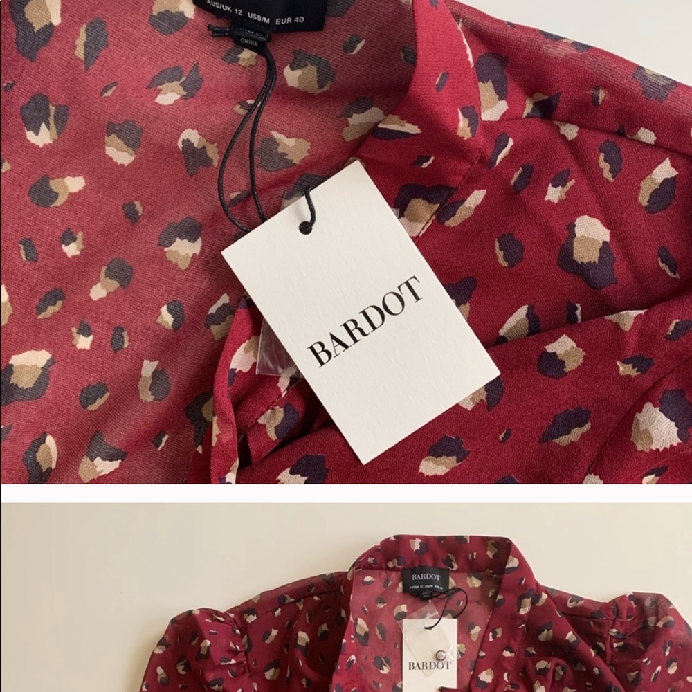 Bardot Revolve Kalia Top Burgundy Leopard … - Picture 3 of 3